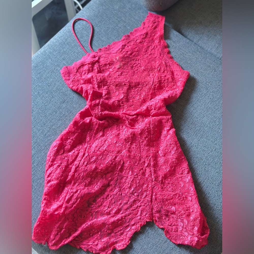 Hot Pink One Shoulder Sheath Chemise